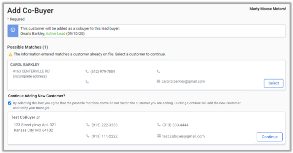 How to Add a Cobuyer to a Customer Record